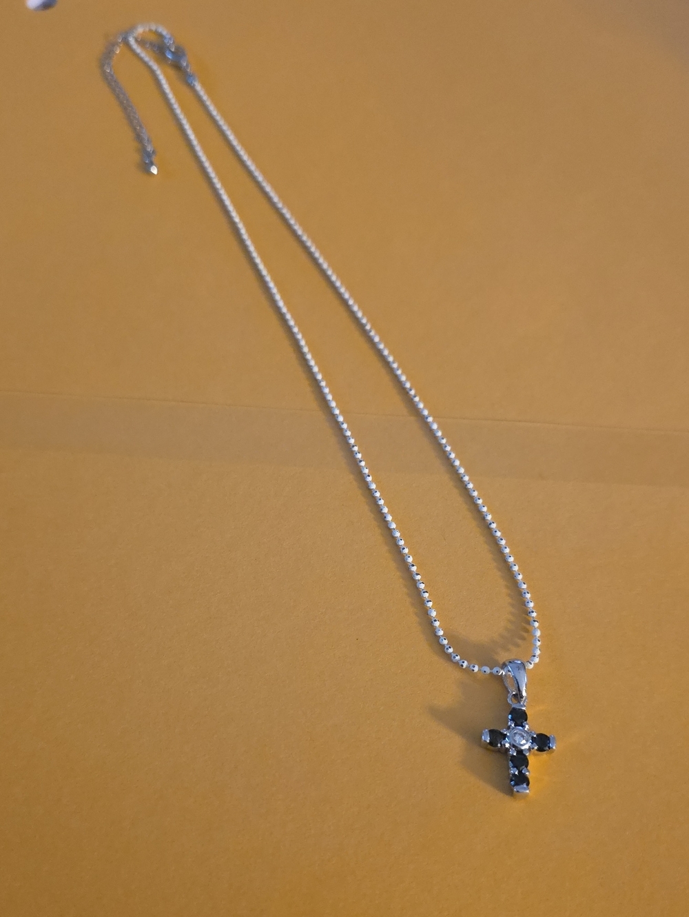 Sterling Silver Cross Pendant Necklace in Black and Silver Tone
